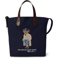 Ralph Lauren para homem. 405P16216001 Bolsa tote de lona com Polo Bear marinho (OSFA), Casual, Algodão