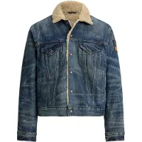 Ralph Lauren para homem. 710B24520001 Jaqueta trucker de jeans com forro azul (L), Casual, Algodão, Denim