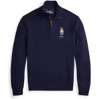 Ralph Lauren para homem. 710B26798001 Suéter de lã com fecho curto azul-marinho (M), Casual