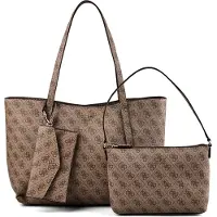 GUESS para mulher. HWLG9648240 Bolsa tote com fecho de correr superior Brenton beige (OSFA), Bege, Casual, Poliuretano