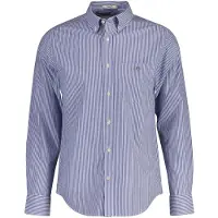 Gant para homem. 3262030 Camisa de popelim de riscas azul (L), Casual, Algodão, Clássico, Manga comprida