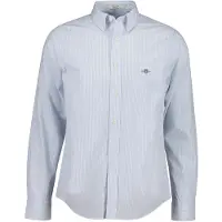 Gant para homem. 3262030 Camisa de popelim Regular Fit riscas azul claro (XXL), Casual, Algodão, Clássico, Manga comprida