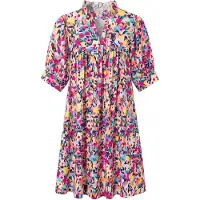 Faina Vestido navy / azure / amarelo claro / fúcsia