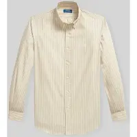Ralph Lauren para homem. 710B15595010 Camisa de popelina com riscas Custom Fit bege (XXL), Casual, Algodão, Manga comprida