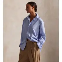 Ralph Lauren para mulher. 211968220001 Camisa oversize de algodão fil-à-fil azul (XS), Casual, Manga comprida