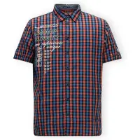 CAMP DAVID Camisa azul / navy / salmão / branco