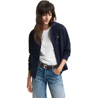 Gant para mulher. 4201412 Casaco com capuz com fecho de correr Shield azul-marinho (S), Casual, Algodão