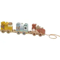Eurekakids Comboio De Madeira Com Blocos De Construção Selvagens