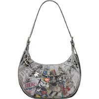 Desigual Mala de ombro 'Disney' cinzento denim / preto / prata