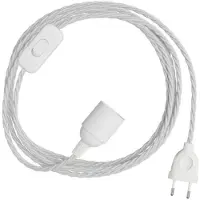 Creative Cables Conjunto De Cabos Snakebis Twisted E14 Com Suporte Para Lâmpada. Cabo Trançado Em Tecido E Ficha De 2 Pinos 1.8 M