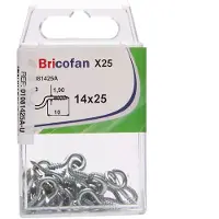 Cofan Gancho De Olhal Aberto Com Parafuso Blister 14x25 Mm 12 Unidades 25 Peças