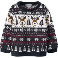 Name it Pullover 'NMNRISMAS' azul noturno / sépia / vermelho / branco
