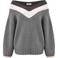 EDITED The Label Pullover 'Nika' cinzento / branco
