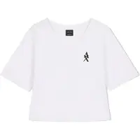 Armani Exchange para mulher. XW002956AF10356U0002 T-shirt cropped decote em bico branca (XL), Branco, Casual, Algodão, Manga curta