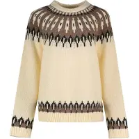 Superdry para mulher. W6110760A Jersey Fairisle Gola Redonda bege (M), Casual, Lã, Manga comprida