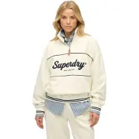 Superdry para mulher. W2012380A Moletom Country Club Loose 1/4 Zip em branco sujo (XL), Casual, Algodão