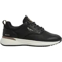 Pepe Jeans para homem. PMS600048 Sapatilhas de pele Bampton Urban pretas (46), Couro, Preto, Plano, Cordão, Casual