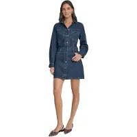 DKNY Vestido Curto De Manga Comprida Button Down Denim