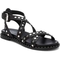 Carmela para mulher. 16239301-NEGRO Sandálias em pele 162393 preto (35), Couro, Plano, Fivela, Casual