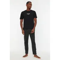 Trendyol Pijama comprido preto / branco