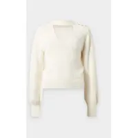 GUESS para mulher. W6BR74Z1761 Camisola Jaycee com gola choker branca (M), Branco, Casual, Poliéster, Manga comprida