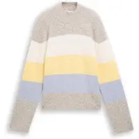 Tom Tailor DENIM Pullover bege mosqueado / azul claro / amarelo / branco