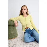 Trendyol Casaco de malha amarelo claro