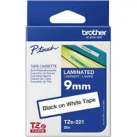 Brother TZe-221 fita 9mm texto preto sobre branco (8M)