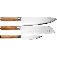Eden Küchenmesser Eden Sugoi Olive conjunto de 3 facas, faca de chef, santoku e faca de aparar