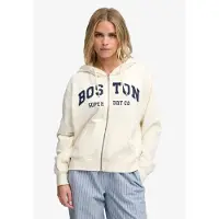 Superdry para mulher. W2012712A Moletom com capuz e zíper Relaxed Crop branco sujo (M), Bege, Casual, Algodão