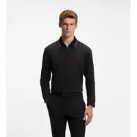 BOSS para homem. 50570010 Polo plissê de manga comprida preto (3XL), Casual, Algodão