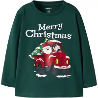 Name it Camisola 'NMMRISPUS' verde relva / verde escuro / vermelho fogo / branco