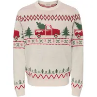 Only & Sons Pullover 'ONSX-MAS 1' bege / verde / vermelho