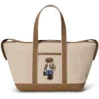 Ralph Lauren para mulher. 428P18486001 Minibolsa shopper de lona Polo Bear preta (OSFA), Bege, Casual, Algodão