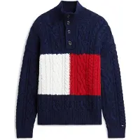 Tommy Hilfiger Pullover azul escuro / vermelho fogo / branco