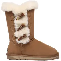 EVER AU Botas 'Ashy' castanho de castanha / branco lã