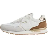 Pepe Jeans para mulher. PLS400043 Sapatilhas Brit Elite branco partido (40), Tecido, Plano, Cordão, Casual