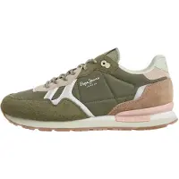 Pepe Jeans para mulher. PLS400047 Sapatilhas Brit City verde (37), Tecido, Plano, Cordão, Casual