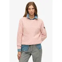 Superdry para mulher. W6110610A Suéter de Tranças Folgado rosa (M), Casual, Algodão, Manga comprida