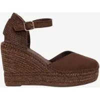 Alhamas Sapatos abertos atrás 'Alpargata Cuña 10 cm Ante' castanho escuro
