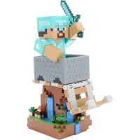 Cable Guys Steve Em Suporte De Controlador Cable Guys Com Armadura De Diamante E Suporte Para Telefone Minecraft 22 Cm