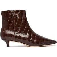 Ralph Lauren para mulher. 802P18303001 Botins Francesca de couro repuxado marrom (38), 3 a 5cm, Zíper, Casual