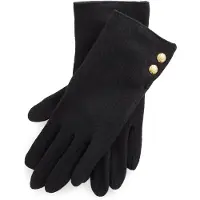 Ralph Lauren para mulher. 454833075001 Luvas Two Button preta (L), Preto, Casual, Lã