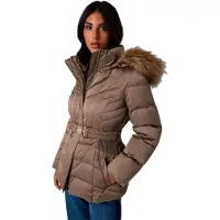 GUESS para mulher. W6BL38W4087 Jaqueta curta Marina com penugem castanha (M), Marrom, Casual, Poliéster
