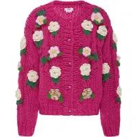 Mymo Casaco de malha verde / rosa / branco
