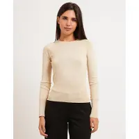 Armani Exchange para mulher. XW002895AF26001M2005 Camisola de malha de viscose metalizada bege (M), Casual, Viscoso