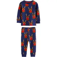 Next Pijama 'Christmas' azul escuro / castanho / vermelho vivo / branco