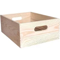 Wellhome Caixa De Armazenamento Empilhável Em Pinho Maciço 40x30x15 Cm