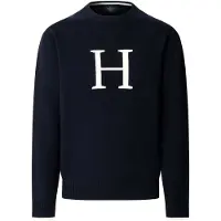 Hackett para homem. HM7000266 Camisola Icon Kt Crew azul-marinho (M), Casual, Lã, Clássico