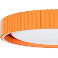 LINDBY Candeeiro de teto LED Colbie, laranja com nervuras, Ø 46 cm, regulável.